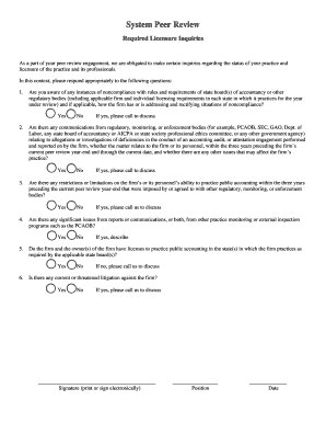 Peer Review Licensure Inquiries Form