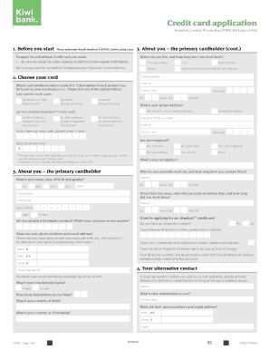 Kiwibank Credit Card Application
