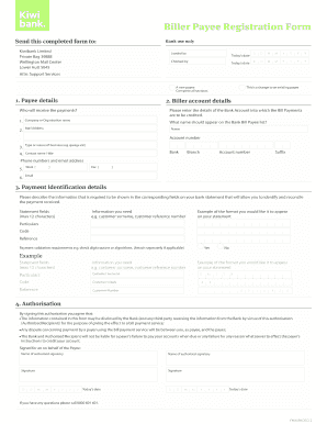 Biller Payee Registration Form