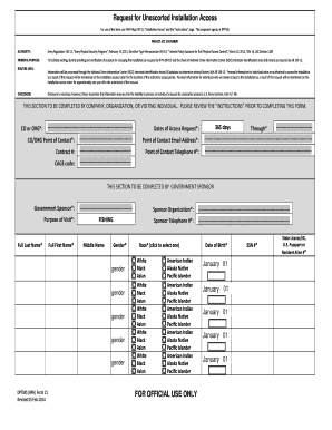 Request for Unescorted Installation Access