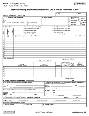 Expenditure Request Reimbursement Form