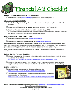 Financial Aid Checklist