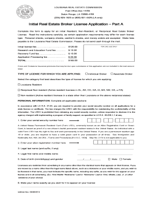 Louisiana Real Estate Broker License Application