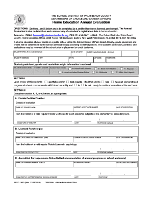 Florida Home Education Annual Evaluation