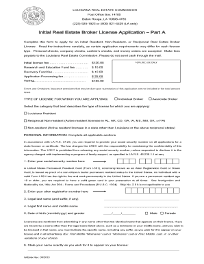 Louisiana Real Estate Broker License Application