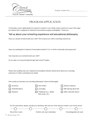 Classical Conversations Challenge Program Application