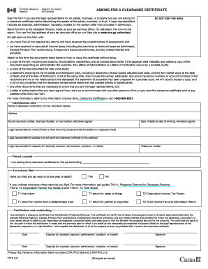 Canada Clearance Certificate Request