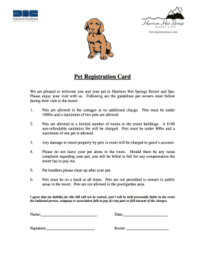 Pet Registration Card