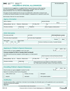 Children's Special Allowances Application Form