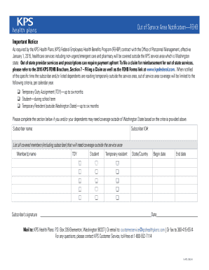 Out of Service Area Notification FEHB