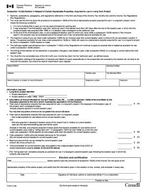 Canada Subsection 13(29) Election Form