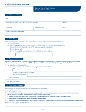 Entity Self-Certification Form