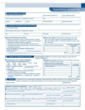 Formulaire de transfert de placements enregistrés