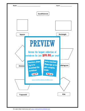 Quadrilaterals Worksheet