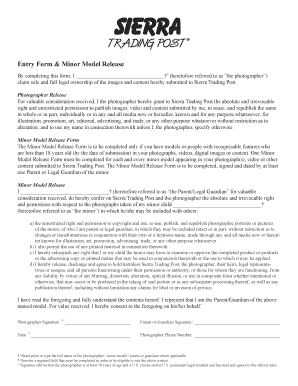 Photographer and Minor Model Release Form