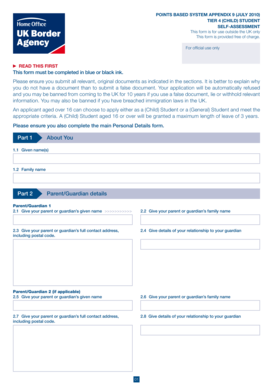 Tier 4 Child Student Self-Assessment Form