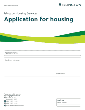 Islington Housing Application Form