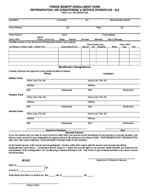 Fringe Benefit Enrollment Form