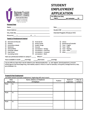 Student Employment Application