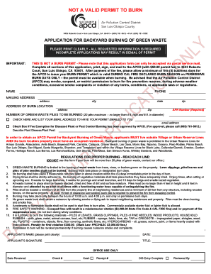 Application for Backyard Burning of Green Waste