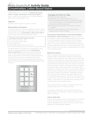 Fillable Online Concentration: Letter-Sound Match Fax Email Print - pdfFiller