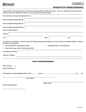 Affidavit of Shared Residence