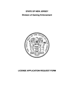 New Jersey License Application Request Form