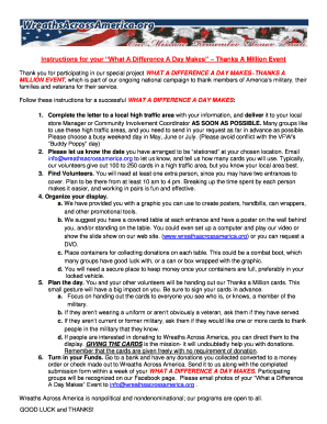What A Difference A Day Makes Event Instructions