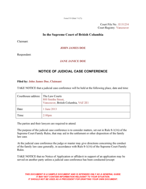 Form F019 - JCC Notice - sample