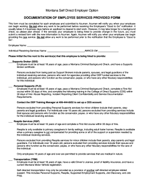 Montana Self Direct Employer Option Employee Services Form