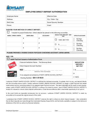 Employee Direct Deposit Authorization