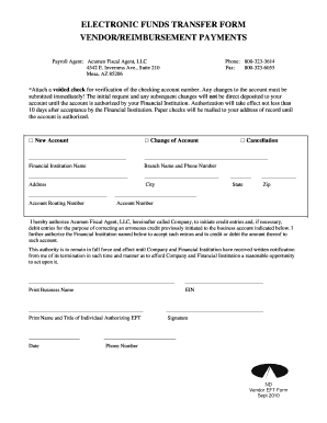 Electronic Funds Transfer Form