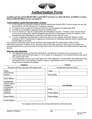 Authorization Form for Acumen Fiscal Intermediary