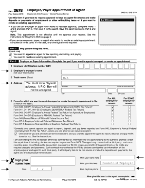 IRS Form 2678 Employer/Payer Appointment of Agent