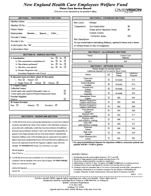 Vision Care Service Record