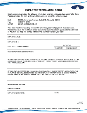 Employee Termination Form