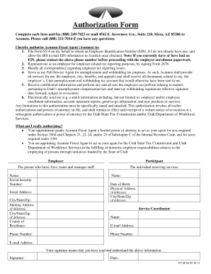 Utah Employer Authorization Form