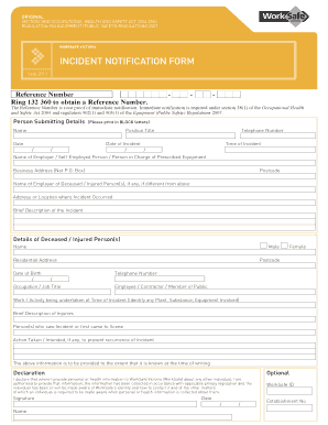 WorkSafe Victoria Incident Notification Form