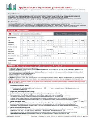 Application to Vary Income Protection Cover