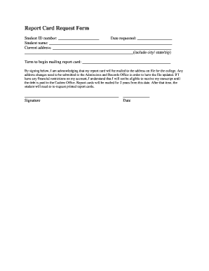 Report Card Request Form