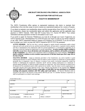 Aircraft Mechanics Fraternal Association Membership Application