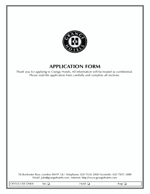 Grange Hotels Job Application Form