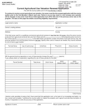 Ohio Current Agricultural Use Valuation Renewal Application