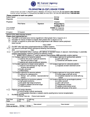 FILGRASTIM Usage Form