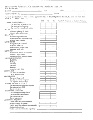 Functional Performance Assessment - Physical Therapy