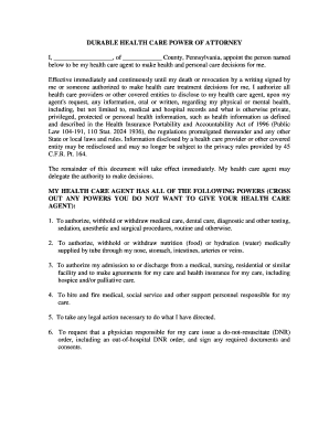 Durable Health Care Power of Attorney