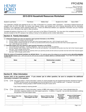2015-2016 Household Resources Worksheet