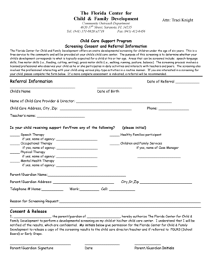 Child Care Support Program Screening Consent