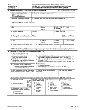 Voluntary Prekindergarten Education Program Registration Application
