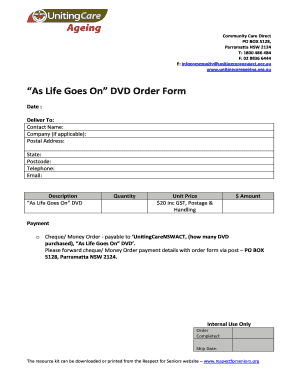 As Life Goes On DVD Order Form